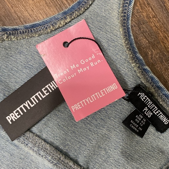 PLT PLUS VINTAGE LIGHT WASH SEAM DETAIL DENIM CORSET SEXY BUSTIER STYLE JEAN TOP - Picture 13 of 13